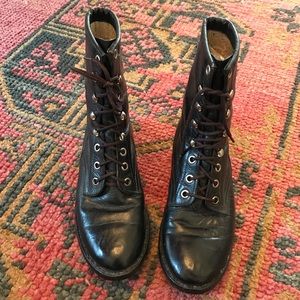 Vintage black roper lace up ankle boots